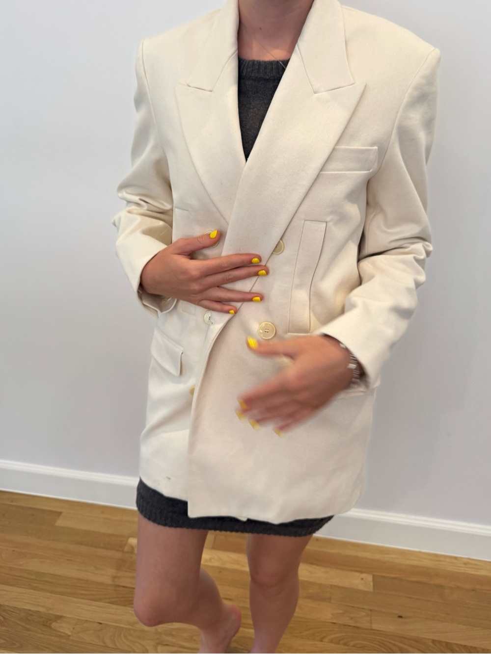Isabel Marant Cream Double-Breasted Blazer